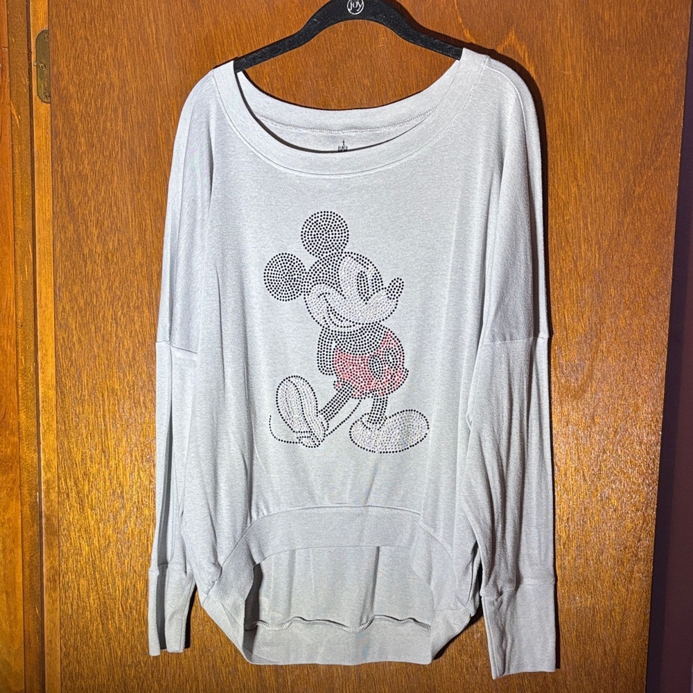 Disney Gray Mickey Mouse Women's Dolman Sleeve Shirt